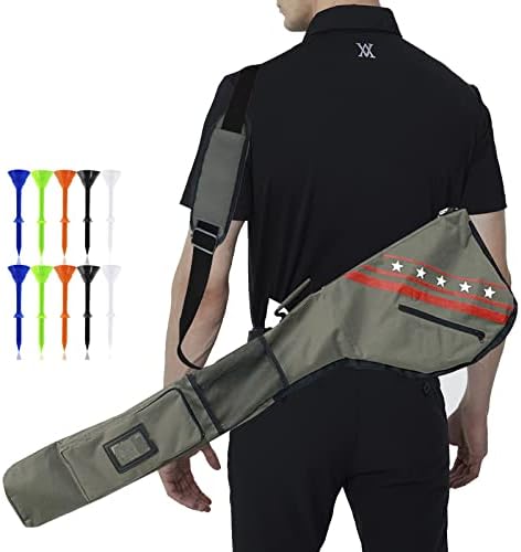 Golf Club Carry Bags Pro B-99 Sunday Bag with 10 Free Plastic Tees Lightweight Thick Waterproof Portable Clubs Travel Case Driving Range Practice Training Gift for Men Women (Grey)