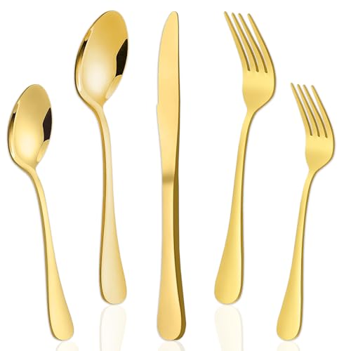 Set di posate 24 pezzi per la casa color champagne