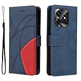 Lvnarery For Honor X5C Plus Case Protective Geometric Wallet PU Leather Cover with Magnetic Closure Kickstand Bookstyle Folding Stand Silicone Bumper Card Holder Pouch Honor X5C Plus Phone Case Blue - Image 1