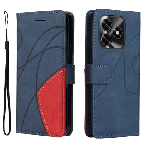 Lvnarery For Honor X5C Plus Case Protective Geometric Wallet PU Leather Cover with Magnetic Closure Kickstand Bookstyle Folding Stand Silicone Bumper Card Holder Pouch Honor X5C Plus Phone Case Blue