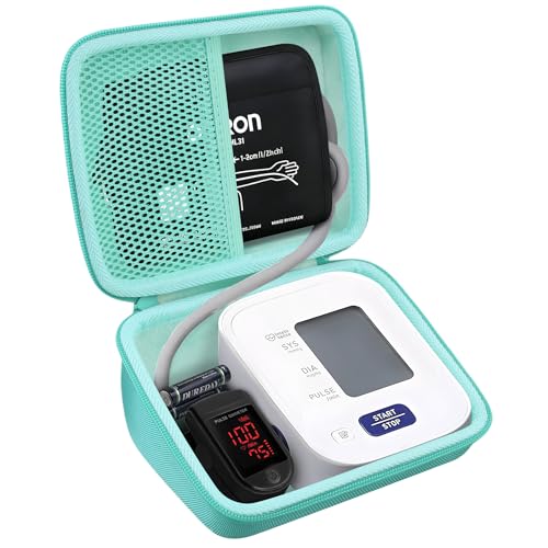 co2CREA Hard Case for Omron 3 Series Omron M2 Classic Upper Arm Blood Pressure Monitor BP7100 BP710N HEM-7120 Hem-7121 HEM-7124, Portable Travel Case Replacement, Mint Green