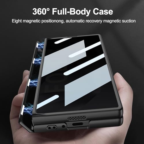 PUROOM for Samsung Galaxy Z Fold 6 Case with Privacy Screen Protector, Z Fold 6 Magnetic Hinge Coverage Protective All-Inclusive Kickstand Shockproof Case (Black) by FODDOM - Image 4