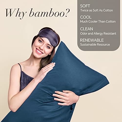 Image of BEDELITE Cooling Pillow Cases Queen 2Pcs, Rayon Made from Bamboo, Navy Blue