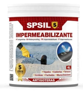 SPSIL Pintura Impermeabilizante Transparente 750 ml-Sellador Antifiltraciones y Antihumedad para Tejados, Terrazas, Cubiertas y Fachadas-Secado Rápido 1-2 h – Protección Impermeable hasta 5 Años