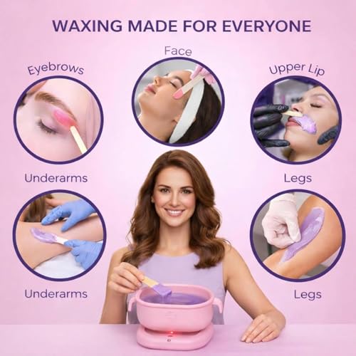 Image of Silicone Wax Warmer Waxing Kit Combo Wax Heater Machine Combo 100gm Brazilian Stripless Formula for Face & Body with Spatula, Ideal for Upper Lips, Chin, Cheeks, Hairline, Bikini & Legs, Automatic Heating (Hair Removal Wax Combo)