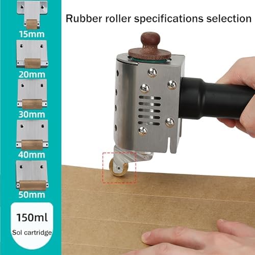 150mL Dual-Side Hot Melt Glue Roller Dispenser, 150W Adjustable 50-300°C, Perfect for Leather, Packaging, Crafts & Industrial Use, Temperature Lock Feature