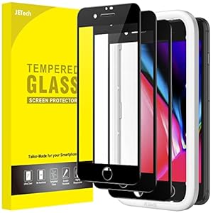 JETech Full Screen Schutzfolie für iPhone SE 3/2, iPhone 8/7 4,7 Zoll, Schwarzer Rand Panzer Schutz Glas Folie Displayschutz mit Einfaches Installationswerkzeug, HD Klar, 3 Stück (Schwarz)