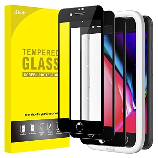JETech Full Screen Schutzfolie für iPhone SE 3/2, iPhone 8/7 4,7 Zoll, Schwarzer Rand Panzer Schutz Glas Folie Displayschutz mit Einfaches Installationswerkzeug, HD Klar, 3 Stück (Schwarz)
