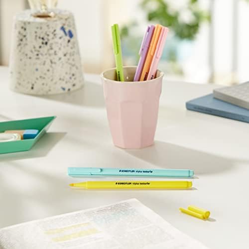 Staedtler triplus highlighter, ergonomic triangular shape, set of 6 pastel colours, line width 1 - 4 mm