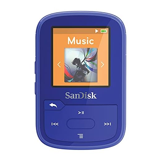 SanDisk 16GB Clip Sport Plus MP3 Player, Blue - Bluetooth, LCD Screen, FM Radio - SDMX28-016G-G46B