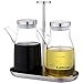 Dispensador de aceite de oliva, Vinagreras de botella de aceite de vidrio sin goteo, Dispensador de aceite de vidrio sin plomo, 200ml Juego de 2 con soporte