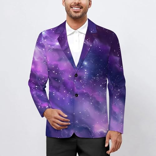 Purple Galaxy Men's Suits Dress Business Formal Suit Print Jackets Coat For Wedding Party2