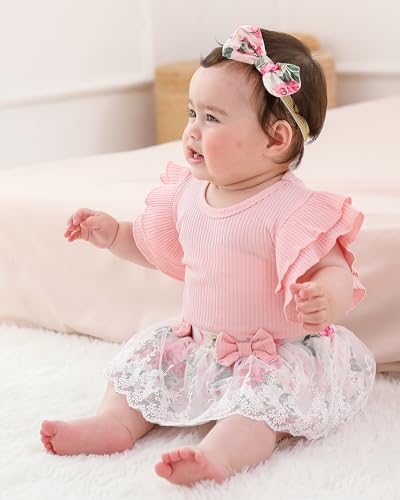Mioglrie Preemie Clothes Girl Newborn Girl Outfits Infant Baby Girl Clothes Summer Romper Dress Shorts Set4