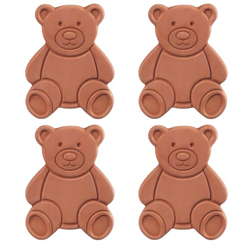 ZHLKHIOP 4-Pack Brown Sugar Bear, Terra Cotta brown Sugar Saver Disc, Brown sugar Keeper for Moisture Retention in Baking and Storage, 5x6.3 cm Hand-Painted Clay Disc with Bear Design