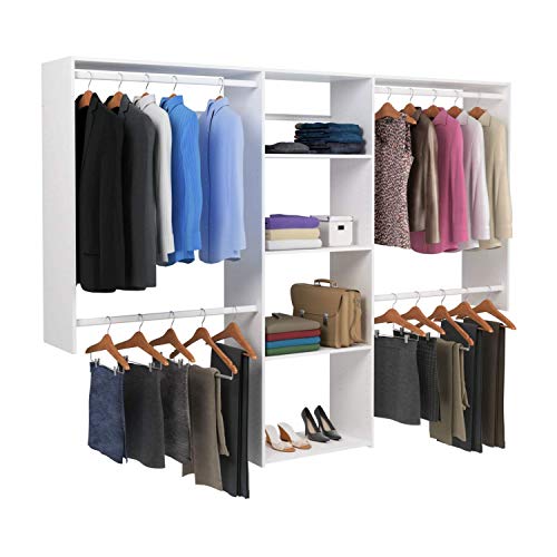 Easy Track Ok1460 Deluxe Starter Closet Storage Wall Mounted Wardrobe Organizer System Kit With Shelves And Rods In White For Bedroom With Hardware #TOP3