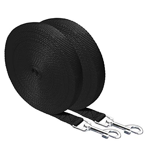 Recall Lead for 10 m Dogs, Dog Lead for Recall Training Lead, Black (Pack of 2)