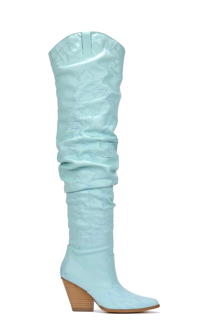 Cape Robbin Women's Western Thigh High Over The Knee Cowboy Cowgirl Boots - Chunky Block Heel Fashion Boots for Women (KELSEY-21)