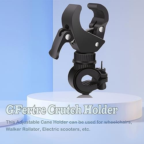 GFertre 2Pcs Cane Holder for Walker,Wheelchair,Drive Rollator,Universal Crutches Stick Rack Bracket Accessories,360° Rotatable Adjustable Stick Rack - Thumbnail 2