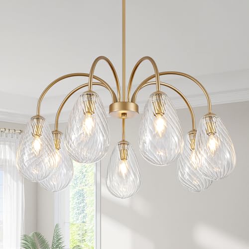 7-Light Gold Chandelier for Dining Room, Mid-Century Modern Light Fixture by WBFDSW - Used condition - US$154.69