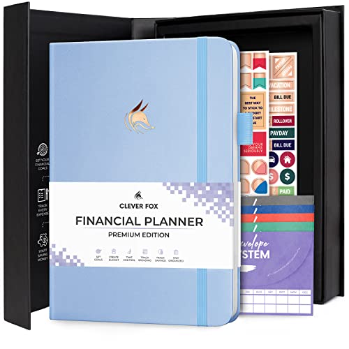 Clever Fox Budget Planner Premium with Cash Envelopes, A5 Book Periwinkle