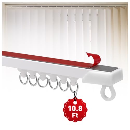 10.8FT Self Adhesive Ceiling Curtain Track No Drill, Curtain Track Ceiling/Wall Mount, Unbendable & Cuttable Track Curtain Rod for RV, Windows, Living Room, Bedroom