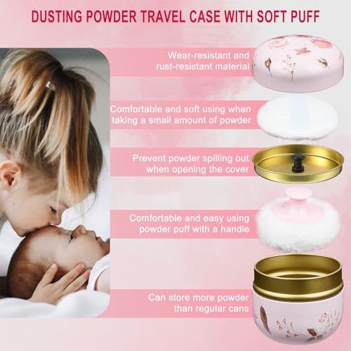 NICENEEDED Körperpuderquaste Und Behälter, Tragbarer, Leerer Körperpuderbehälter, Puderetui Mit Deckel, Kosmetik-Make-Up-Halter Für Loses Staubpulver