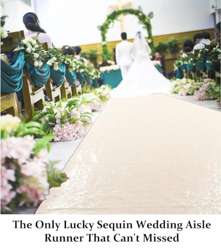 ShinyBeauty 2FTX15FT-Gangläufer Hochzeits-Elfenbein Sparkly Carpet Runner für Hochzeits- / Weihnachts- / Thanksgiving-Dekor (90x450cm) (2FTx15FT, Elfenbein)