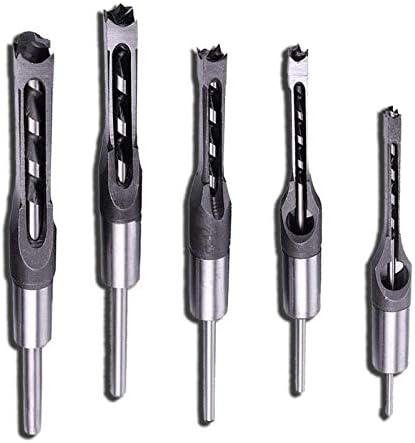 5Pcs Woodworking Square Drill Bits Set, HSS Wood Mortising Chisel Countersink Bits Woodworker Hole Saw Power Tool Kits 1/2 1/4 5/16 3/8 7/16 Inch