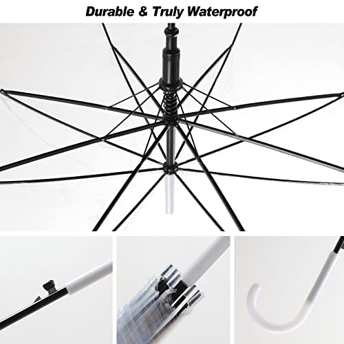 Stonechic 30 Pieces Umbrella Wedding Style Bulk Auto Open J Hook Handle Windproof Large Canopy Transparent Stick Umbrellas For Outdoor Wedding Bride Groom Golf Photography #TOP3