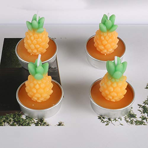 Pretyzoom 6Pcs Fruit Shaped Candles Pineapple Shape Scented Candles Tealight Candles Smokeless Decorative Candles For Summer Tropical Hawaii Party #TOP3