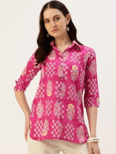 Image of feranoid Classic Collared Cotton Shirt with 3 /4 Sleeve for a Timeless Casual Look