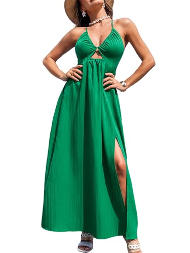 Image of CUPSHE Women's Summer Dresses Plunging V Neck Cutout V Neck Sleeveless Long Maxi Casual Formal Dress