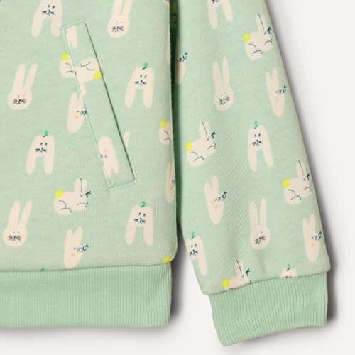 Amazon Essentials x Sofia Grainge Unisex Kinder Kapuzenpullover mit Reißverschluss, Blassgrün Häschen, 4 Jahre