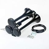Clacson per auto Clacson Elettrovalvola a controllo elettronico Clacson elettrico Tromba elettrica Tromba nera impermeabile per qualsiasi veicolo 12V camion camion treni barche