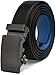 AOG DESIGN Two-Tone Leather Ratchet Belt Solid Buckle - Magnetic Edition (Gunmetal - Black and Blue),One Size Adjustable