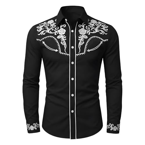 Chemise western homme brodée coupe ajustée élégante haut de gamme