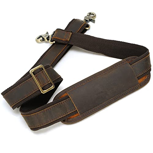 Polare Full Grain Leather Adjustable Replacement Shoulder Strap with Metal Hook for Briefcase Messenger Shoulder Duffel Bag Dark Brown by POLARE ORIGINAL - Used condition - US$25.09