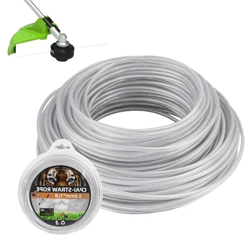 Hojalis Hilo Desbrozadora Acero, 3mm x 45 m Hilo Trenzado Desbrozadora, Hilo de Corte de Alambre de Acero, Línea de Corte para Cortacésped para Desbrozadora, Malezas, Césped, Patio o Jardín