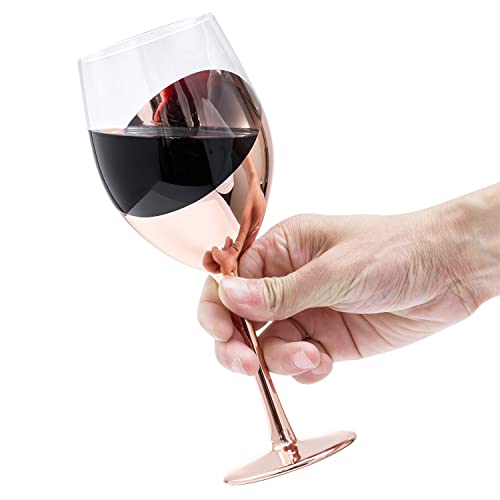 Mygift KIT1829COP-X4-V2 14 Oz Copper-Toned Stemmed Wine Glass Set Of 4, Dinner Party And Wedding Events Glassware thumb #6