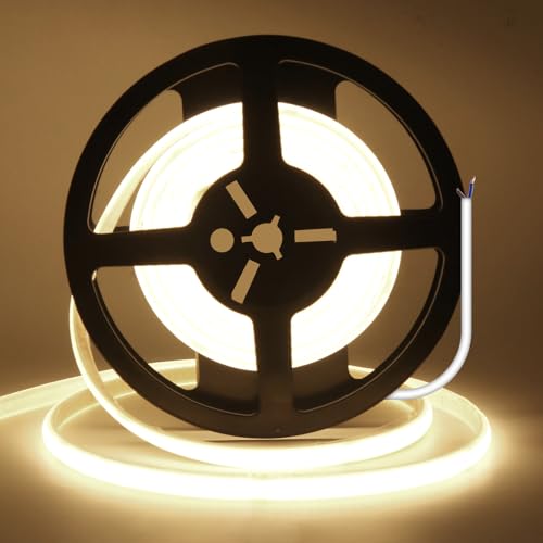 Wisada 220V Neon Streifen Selbstklebend Innen, Schnitt alle 10cm, 2-adrig Anschluss an AC 230V COB LED Band, 240LEDs/m Flexible Superhell LED Lichtband für Weihnachten(Naturweiß,3m)