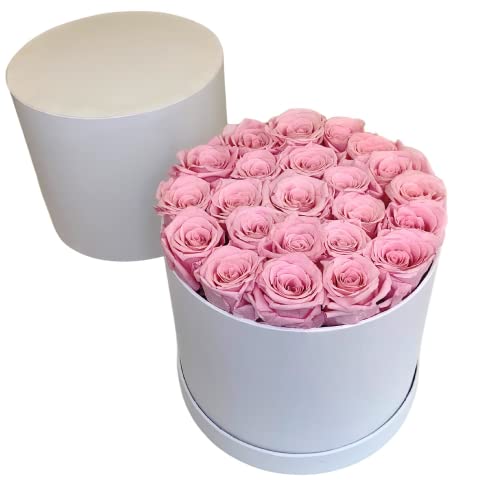 PRESERVED ROSES | GIFT Flowers | 100% REAL ROSES That Lasts for Years | Gift for her | Flowers for ALL OCCASIONS ready to GIFT, Birthday Gift, Valentine's Day Gift (24 PINK Roses (white box))