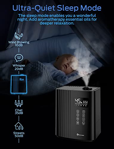 Elechomes Sh8830 Humidifier, 6.5L(1.72Gal) Top Fill Warm And Cool Mist Humidifiers For Bedroom With Remote Control, 700 Ml/H Max, Auto & Sleep Mode, 360° Nozzle, Auto Shut-Off #TOP3