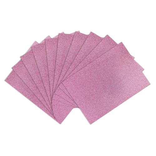 YZH Crafts Glitter Cardstock Paper,No-Shed Shimmer Glitter Paper, 10 Sheets, 8 Inch X 12 Inch, A4 Size (Pink)