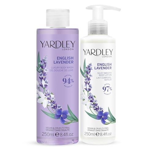 Yardley London Body Wash & Lotion Collection - English Lavender & Timeless British Floral Scent Moisturising Body Wash & Lotion Set Delicate Luxury Skin Care Gift for Women