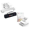 Phomemo Inkless Portable Printer Sliver & US Letter Folding Thermal Paper Size 8.5 x 11,100 Sheets & Case, Inkless Thermal Compact Printer, Compatible with Android and iOS Phone & Laptop