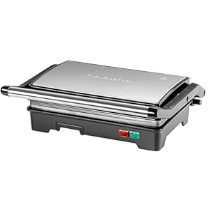 Daewoo Health Grill & Panini Press, 750W Electric Non-Stick Sandwich Maker with Floating Hinged Lid, Open Flat Grill, Drip Tray – Compact Tabletop Press for Meat, Veg & Toasties
