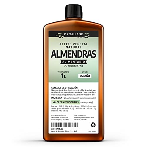 Aceite de Almendras Dulces - 1 Litro - 100% Natural y Prensado en Frío