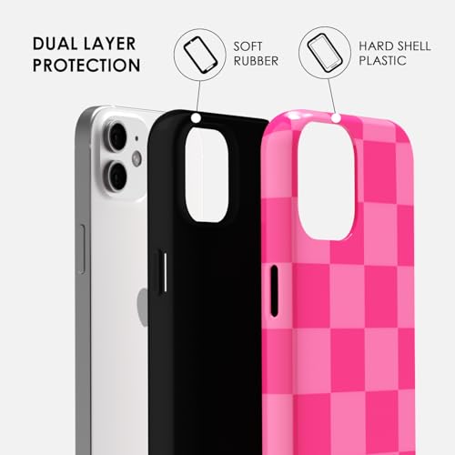 Coque iPhone 12 Pro damier rose Svanove pour femme