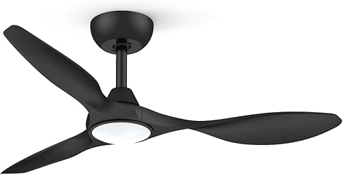 Roomratv - Ventiladores de techo de 42 pulgadas negros con luces, control remoto, motor CC reversible, regulables, 6 velocidades, ultra silencioso,