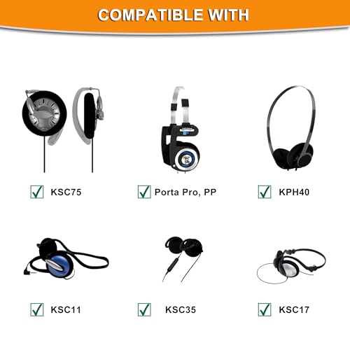 Repuestos de almohadillas para auriculares y diadema compatibles con Koss Porta Pro, PP/KPH40/KSC35/KSC11/KSC17/KSC75, cojines de cuero proteico más suaves miniatura 2